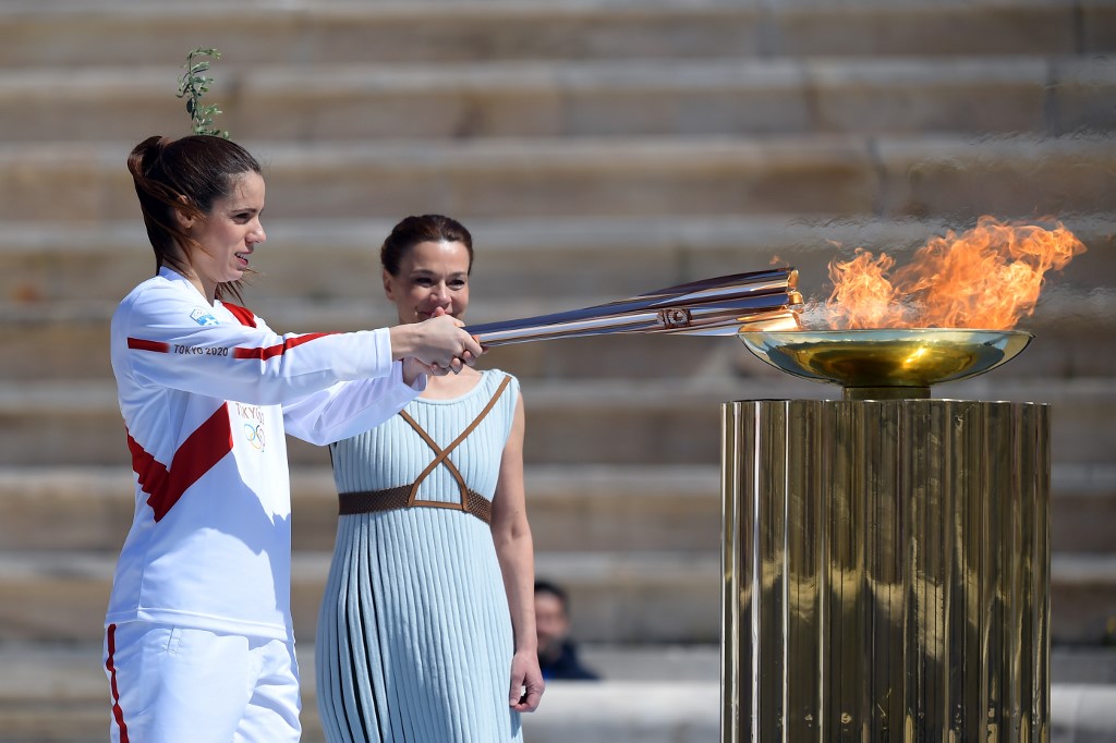Olympic torches from every modern Games in the Panathenaic Stadium museum
